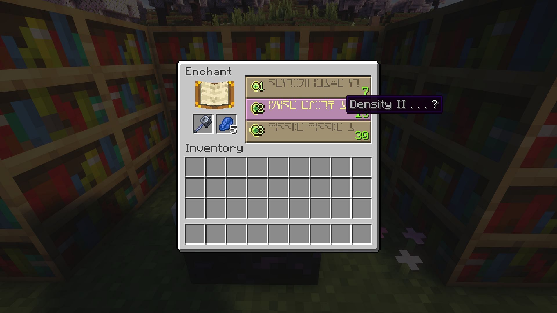 Enchanting table offering Density II (Image via Mojang)